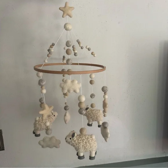 Wool Felt Sheep Baby Mobile - Picture 6 of 9